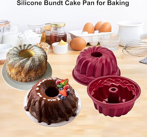 Miniatura 2 de Nalchois - Juego de 4 moldes de silicona para tartas de 4 pulgadas, antiadherentes, sin BPA, aptos para horno, lavavajillas, tubo estriado para