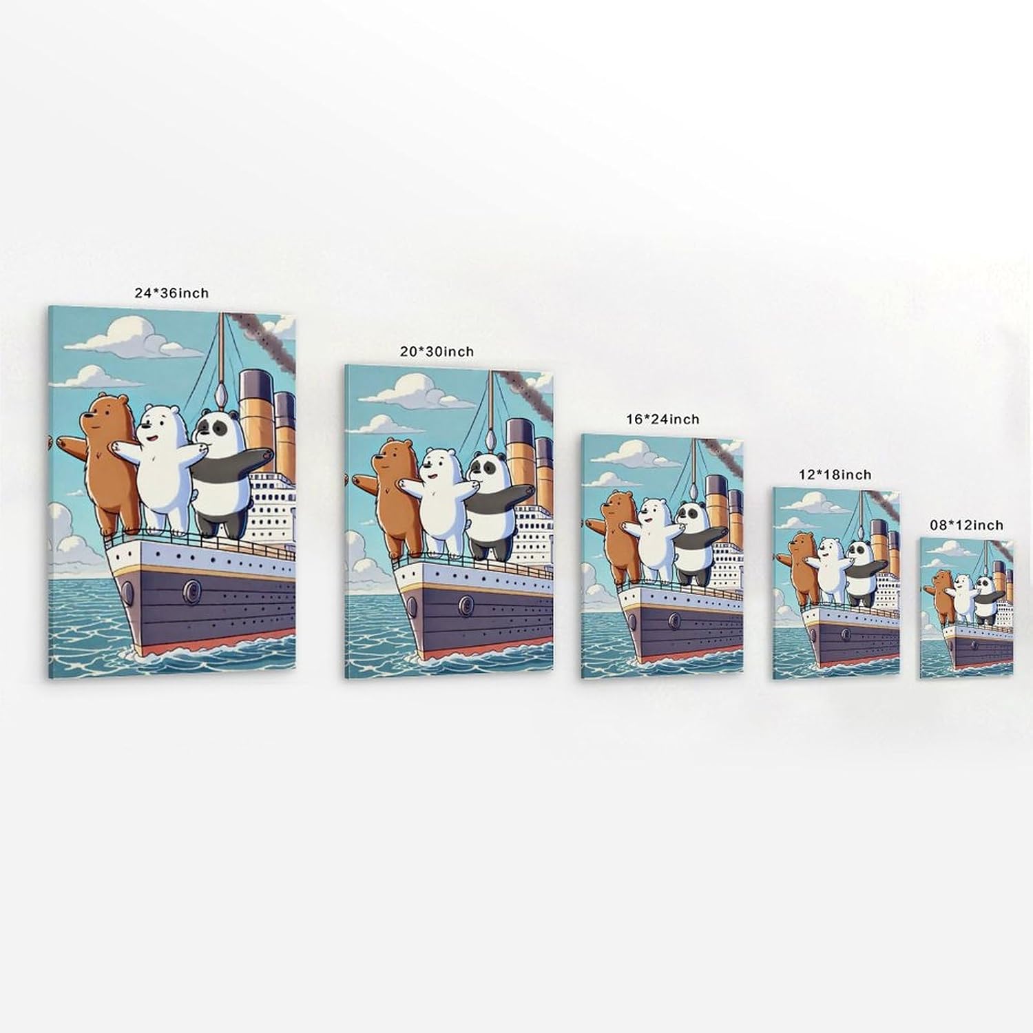 CLBCIHWFN We Bare Film Bears Animated Series Retro Movie Canvas Art Posters for Room Aesthetic And Wall Art Picture Living Room Decor Poster 24x36inch(60x90cm) Frame-style image 2