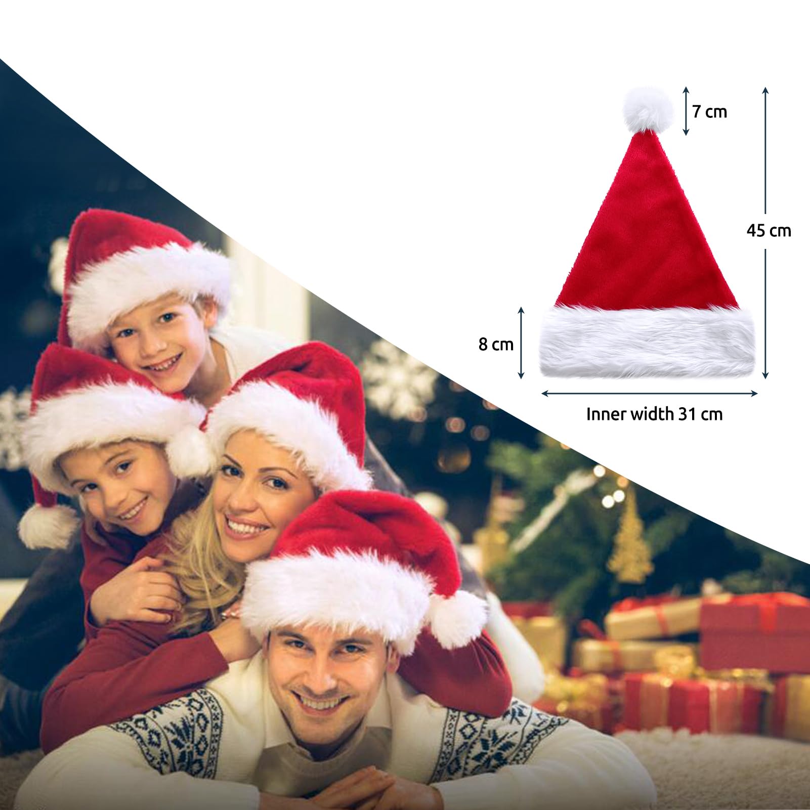 KONVINIT Cappello Babbo Natale Cappelli Natalizi Caldo Natale Cappello Peluche Cappelli Babbo Natale Cappellino Babbo Natale Adulti per uomo e donna