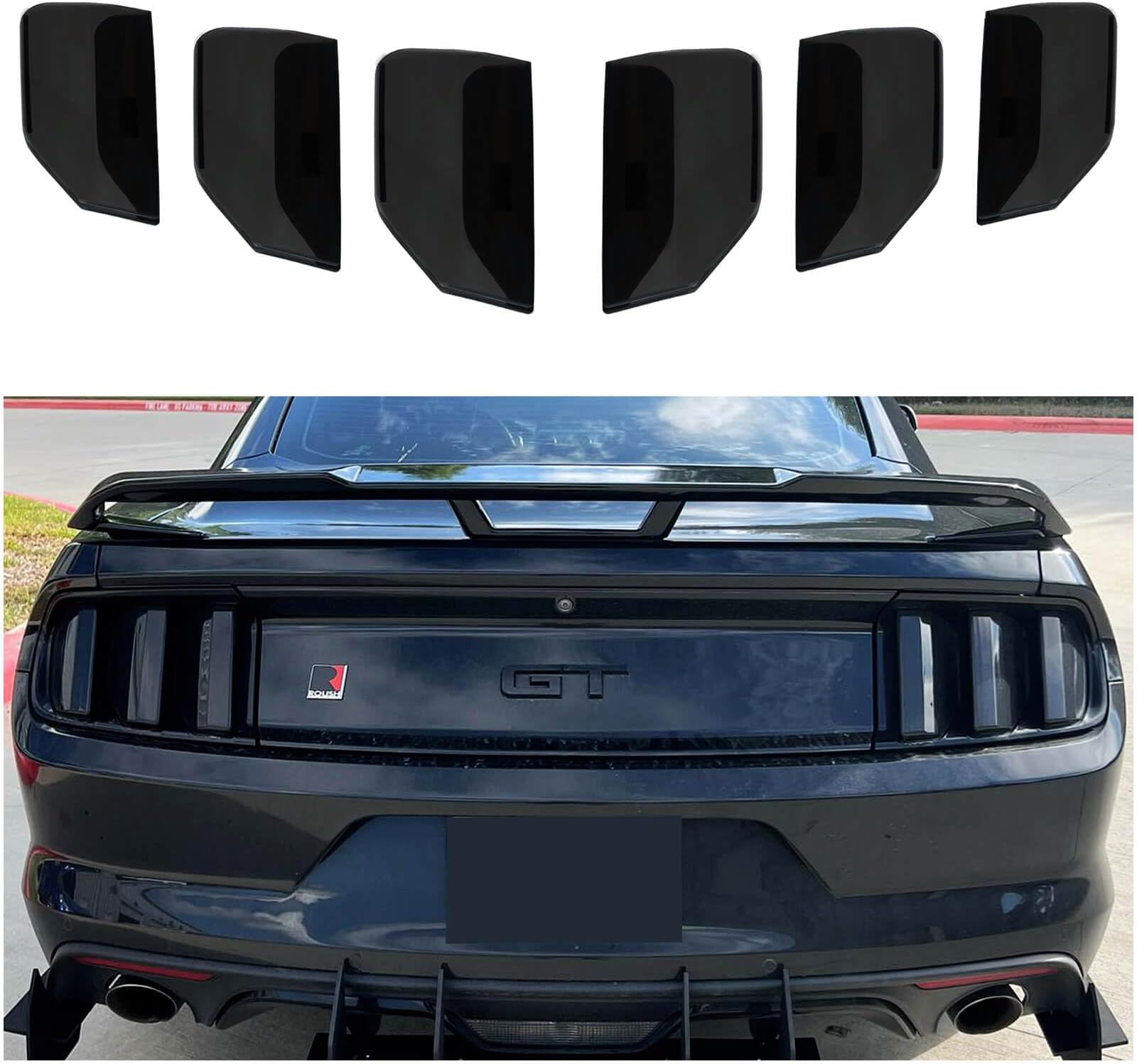WildWell Tail Light Covers for Ford Mustang 2015 2016 2017 Mustang Accessories 6PCS Smoke Black Trim Set