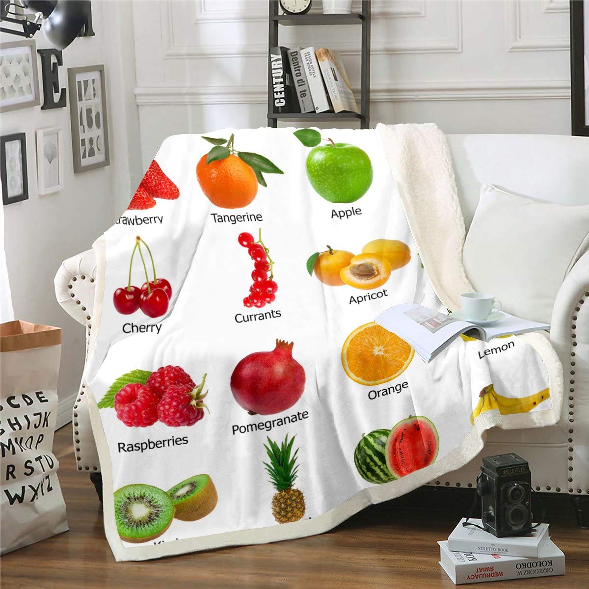 Fruit Fleece Throw Blanket Strawberry Watermelon Sherpa Blanket Fresh Fruits Print Plush Blanket for Kids Boys Girls Hypoallergenic Fuzzy Blanket for Sofa Bed Couch Baby 30x40 Inch — image 1