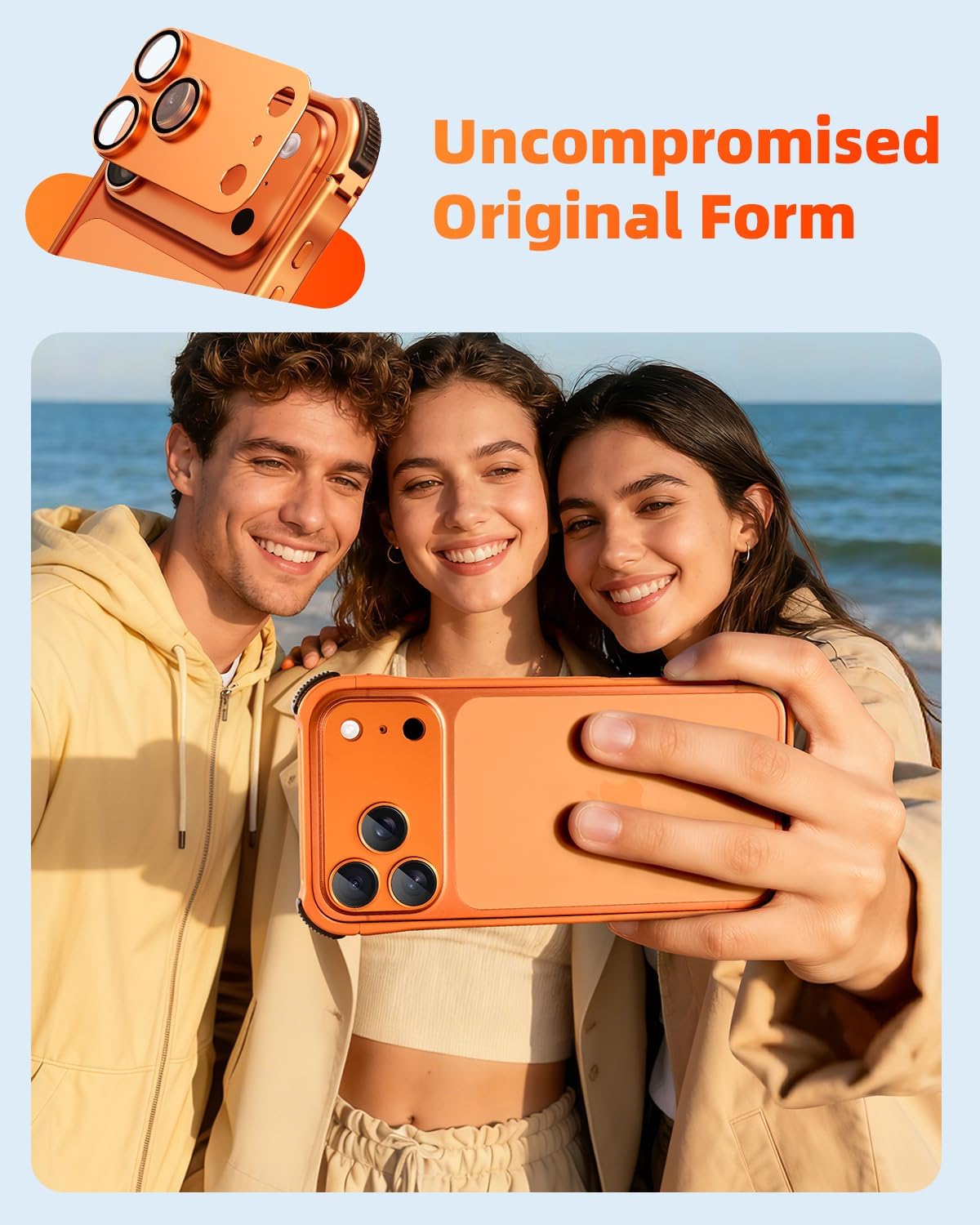 OATSBASF Bumper Case for iPhone 17 Pro Max, Compatible with Magnetic, Aluminum Frame Slim Design, Separate Metal Lens Protector, Shockproof Phone Cover 6.9 inch, Orange