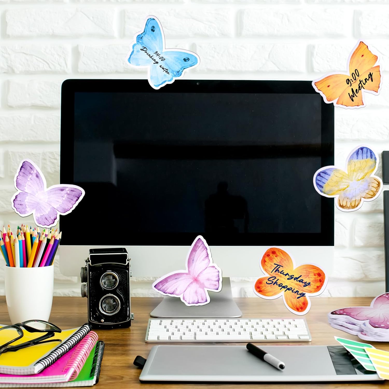 12Pcs Butterfly Shaped Sticky Notes Pads, 240 Sheets Cute Butterfly Small Post Self Stick Notes, Self-Adhesive Removable Memo Pads Adults Kids School Office Plan Reminder Stationery Supplies - Image 5