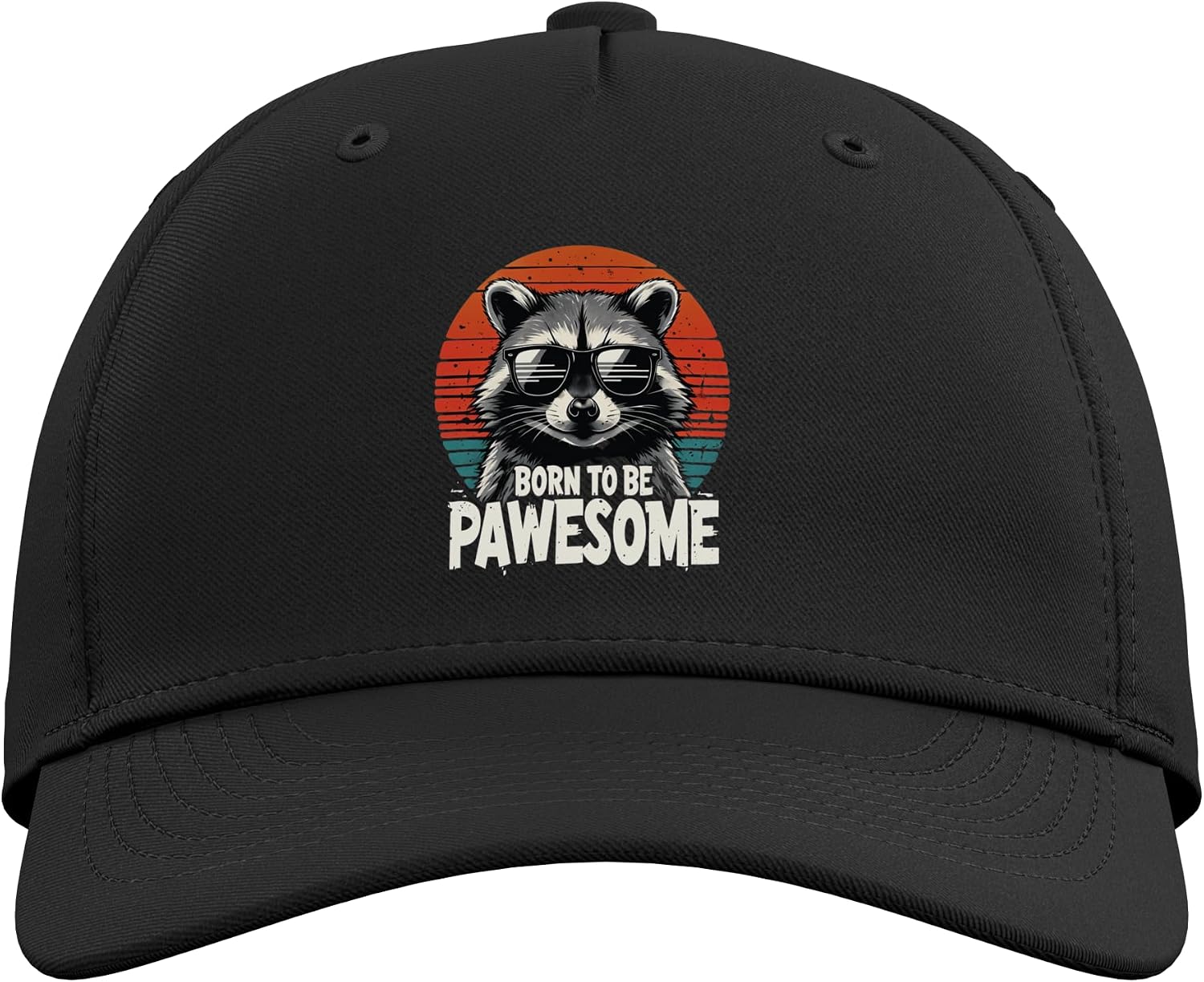 Cute Raccoon Racoon Wearing Funny Sunglasses Vintage Sunset Adjustable Baseball Hat image 2