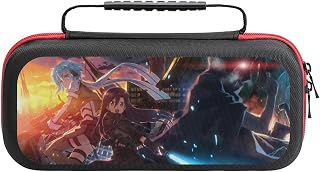 スイッチ用キャリーケース 刀劍神域 GGO シノン キリト Switch ケース 持ち運び便利 ジョイ/コン入れ ゲームカード20枚入れ 大容量 スイッチ用保護バッグ 全面保護 アクセサリ イヤホン/ケーブル収納 メッシュポケット付き ハードシェル トラベルキャリーケース