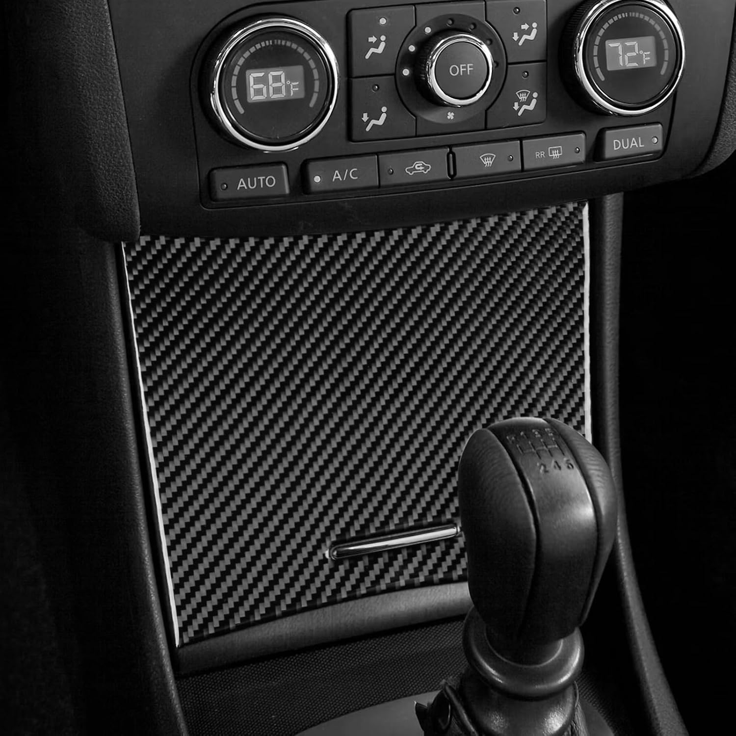 Real 3K Black Carbon Fiber Car Center Console Storage Box Switch Panel Soft Sticker Interior Accessories Compatible with Nissan Altima/Altima Coupe/Altima Hybrid 2008 2009 2010 2011 2012