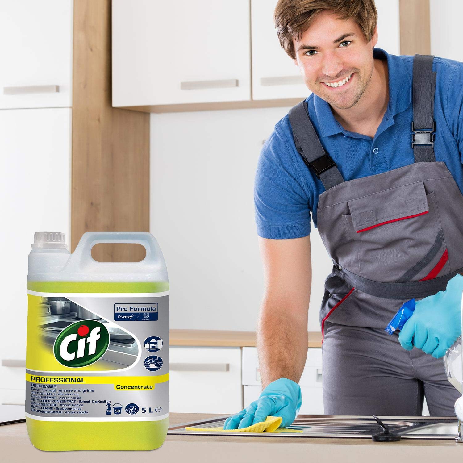 Cif Professional Pro Formula Power Küchen-Entfetter Konzentrat Zitronenduft, Reinigungsspray, 5 l, 2 Stück