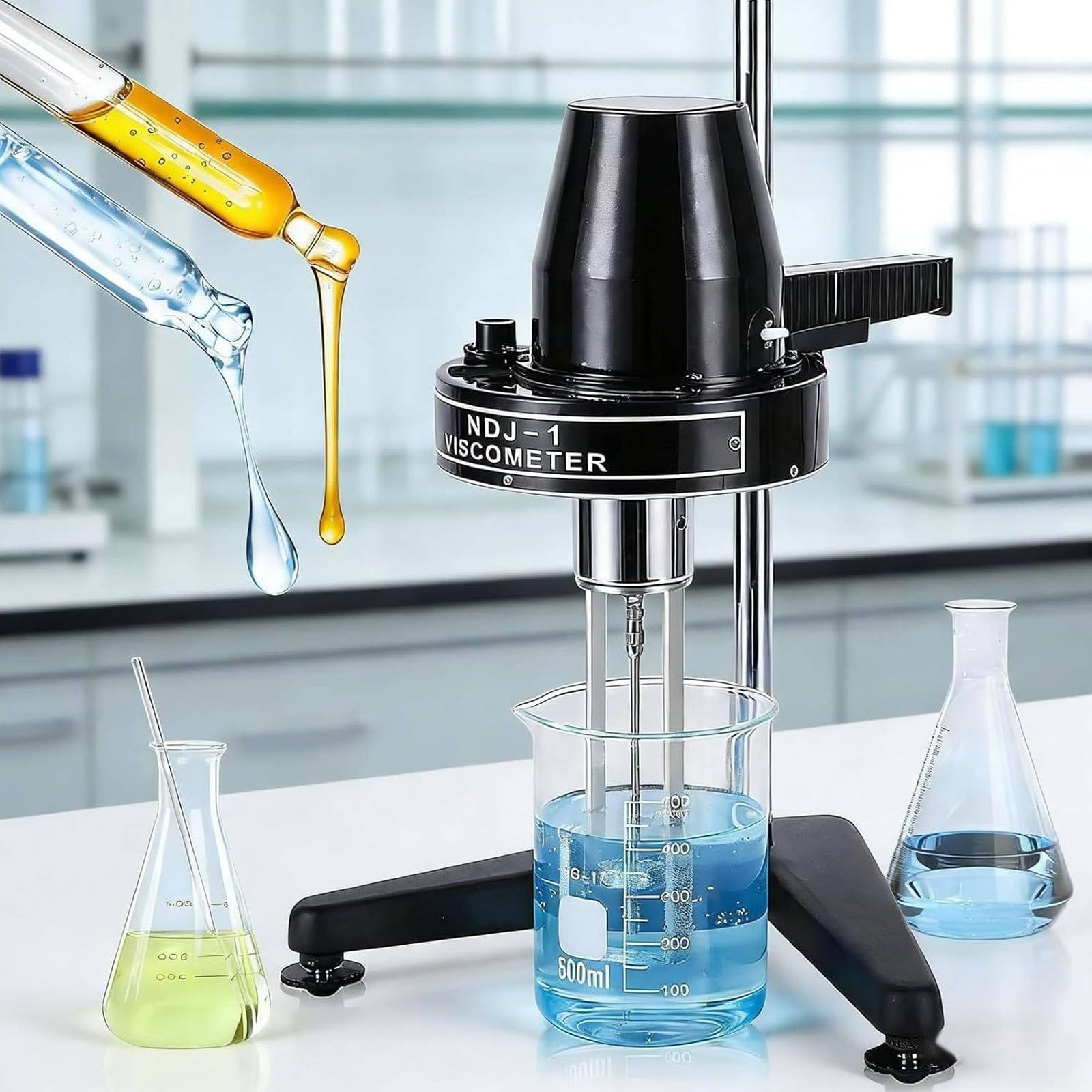 Viscosímetro rotacional Digital con precisión de ±5%, de Laboratorio, con 4 rotores, para Grasas, Pinturas y Adhesivos