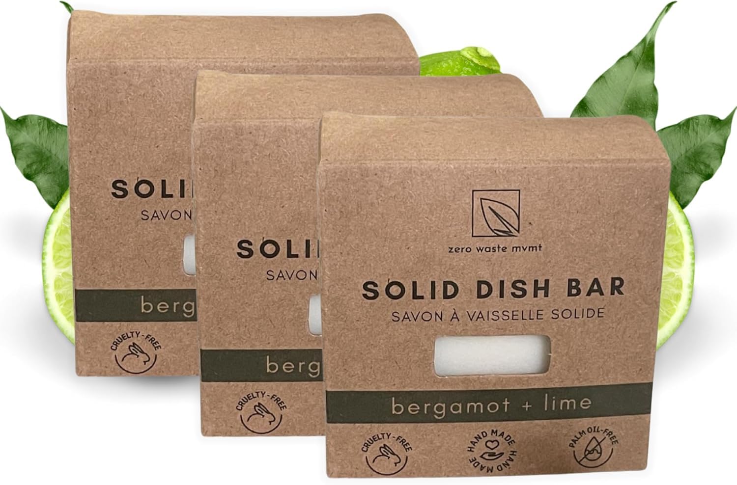 Zero Waste MVMT Dish Soap Bar 3 Pack Bergamot Lime 16 5 Oz Natural Zero Waste Dish Soap