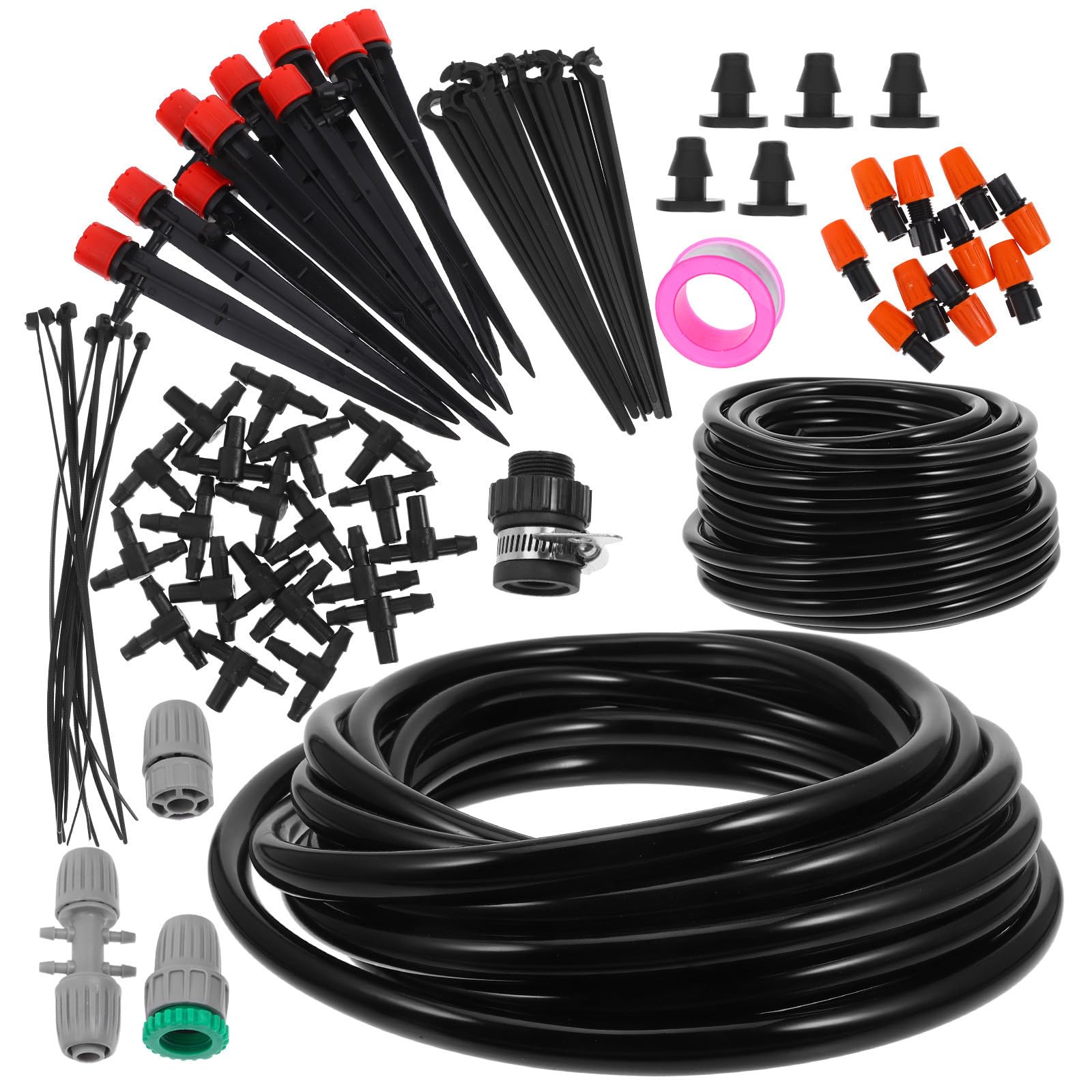 Kit di Irrigazione a Goccia per Piante in Vaso 16 Condotti, Spruzzatori a Nebbia e Gocciolatori, Risparmio Idrico Efficiente e Ampia Applicabilità per Giardino e Piante