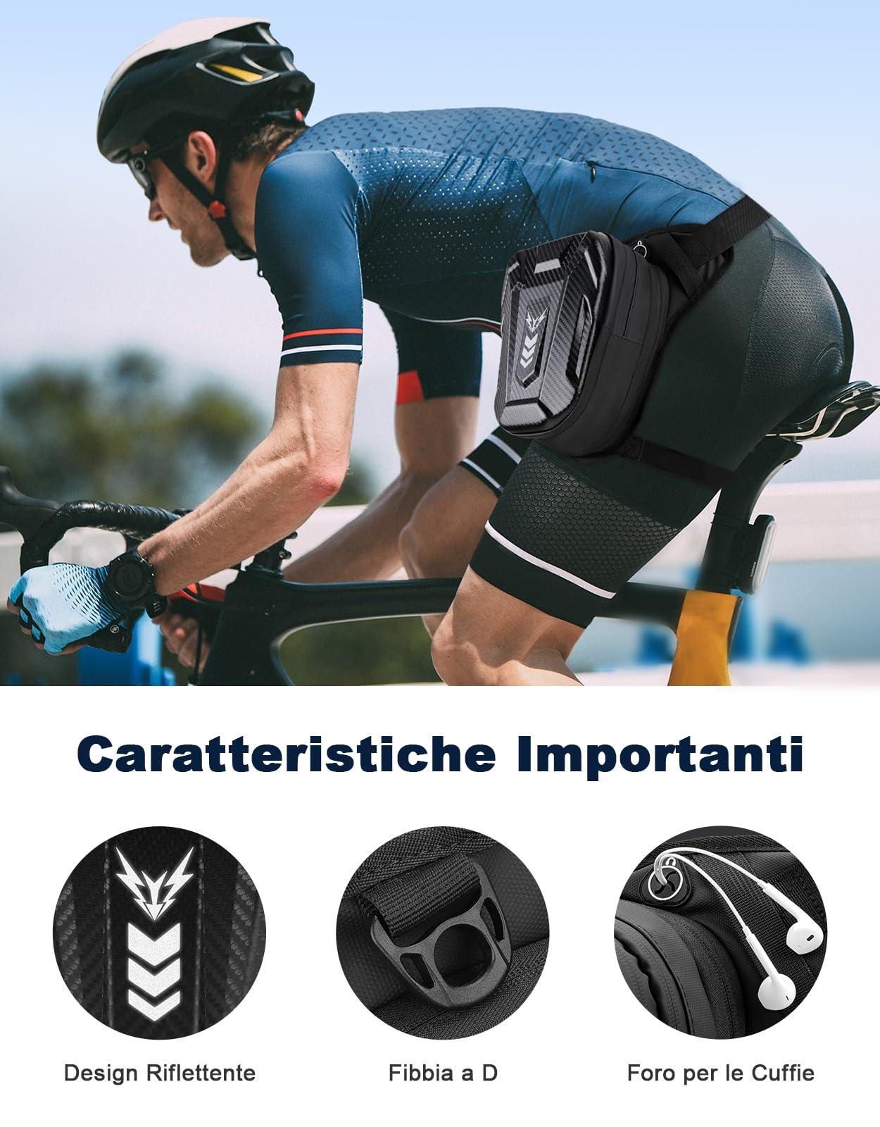 Marsupio Gamba Moto per Uomo & Donna, [Capacità Espandibile] Borsa Gamba Moto, [EVA Durevole] Borse Attrezzi con Jack per Cuffie & Cintura Regolabile per Ciclismo Trekking Pesc