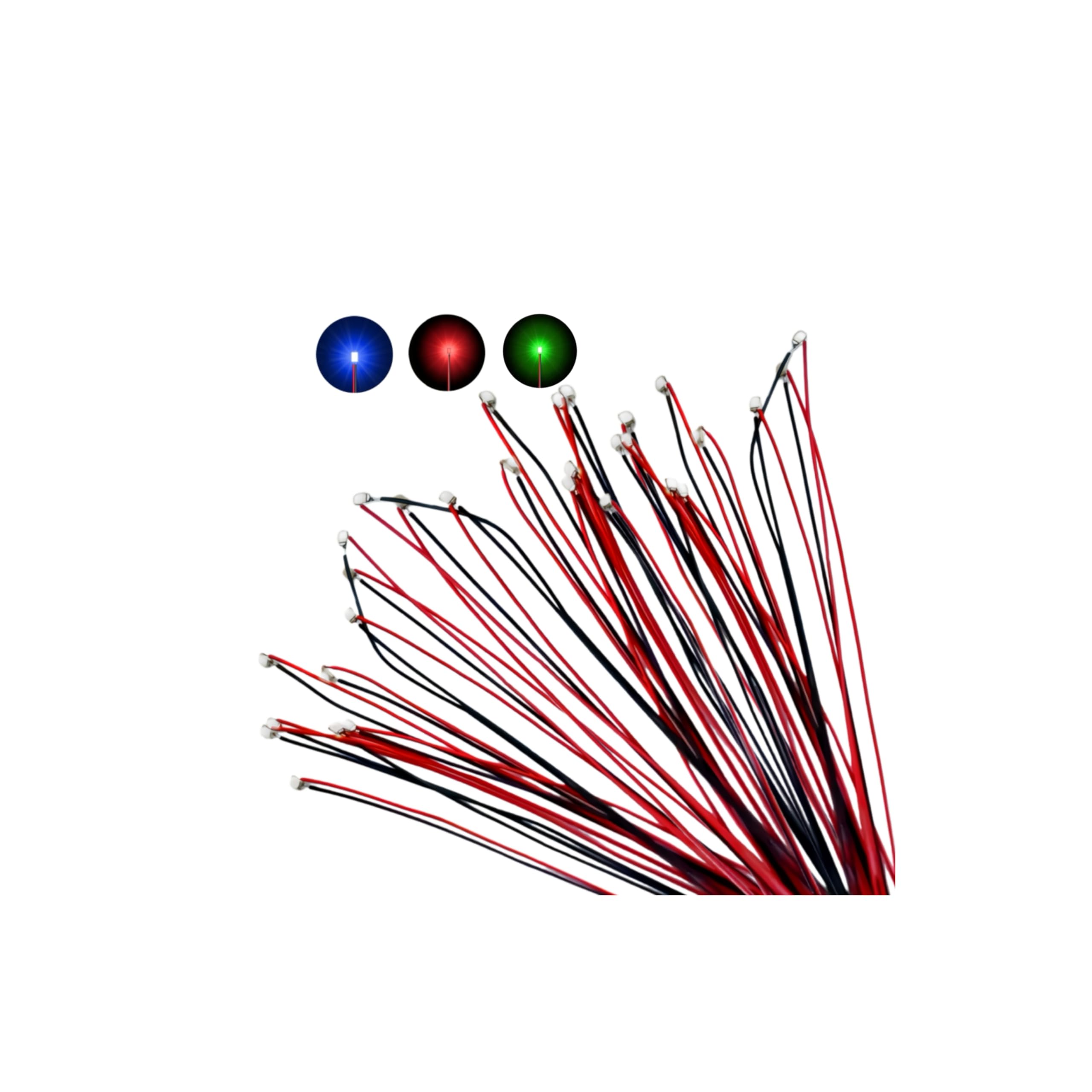 Produktbild von 60 Stück Vorverdrahtete 5mm LED 12V Set – Mehrfarbig Weiß, Rot, Blau, Grün, Gelb + Montagering, Ohne Löten