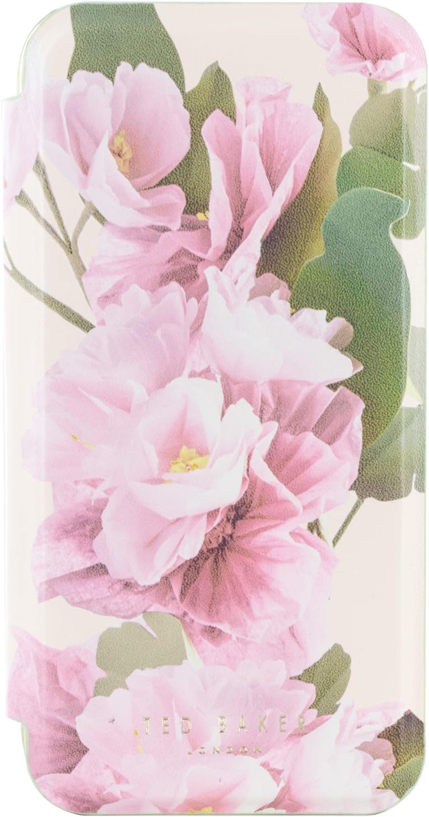 Ted Baker - iPhone 15 Pro Max - rich Vegan Leather and electroplated back shell for protection - Mirror Folio - Flower placement