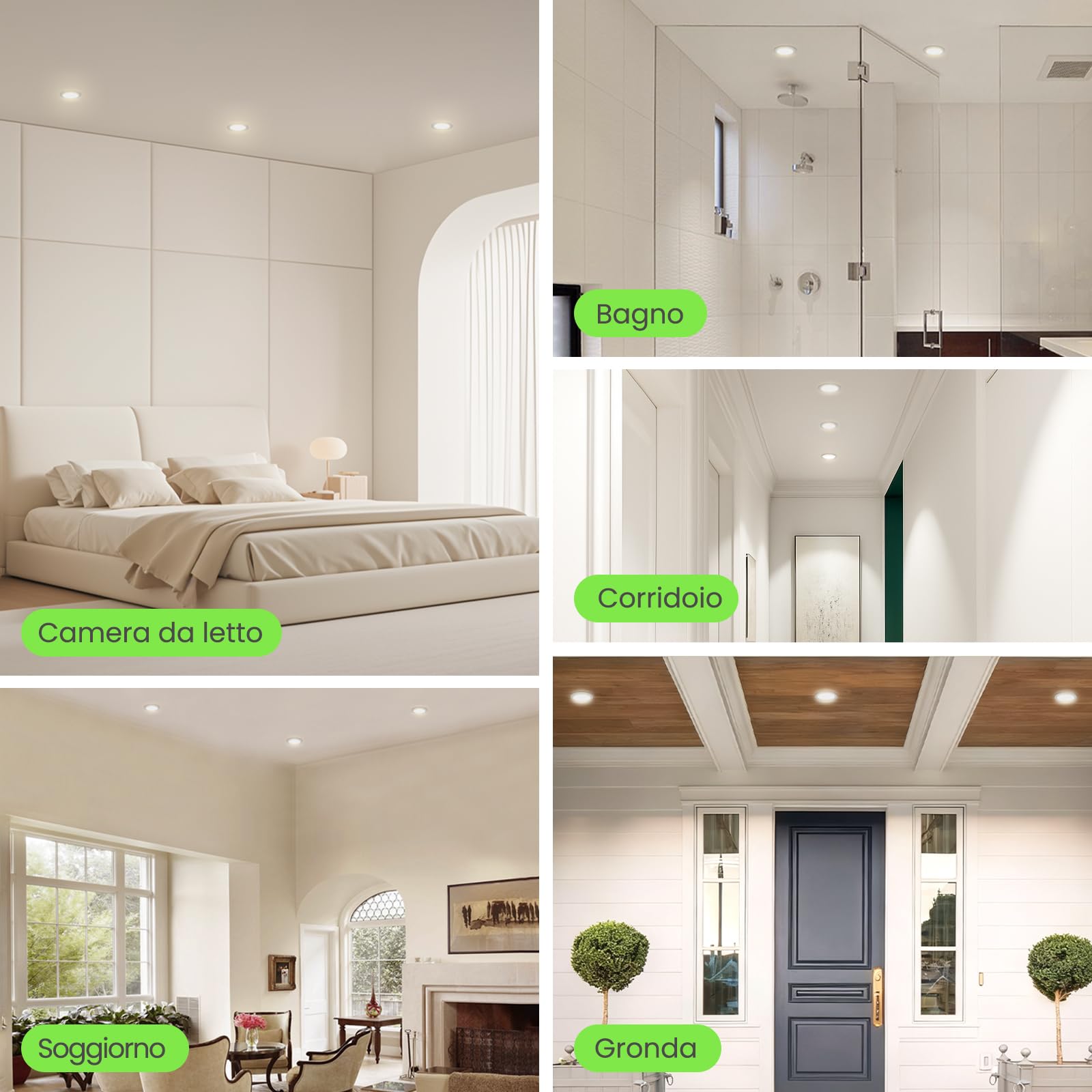 ALUSSO Faretti LED da Incasso per Cartongesso,4W 310LM 230V Luci da Soffitto Interno,Foro Incasso Ø55-68mm,3CCT 3000K 4000K 6500K Faretto led incasso IP44 per Cucina,Bagno,Set di 12,Nichel