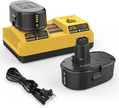 2Pack 7.0Ah Lithium Battery Replacement for Dewalt 18V Battery DC9096 DC9098 DC9099 DE9039 DE9095 + 2 Port DC9320 Fast Dual Charger