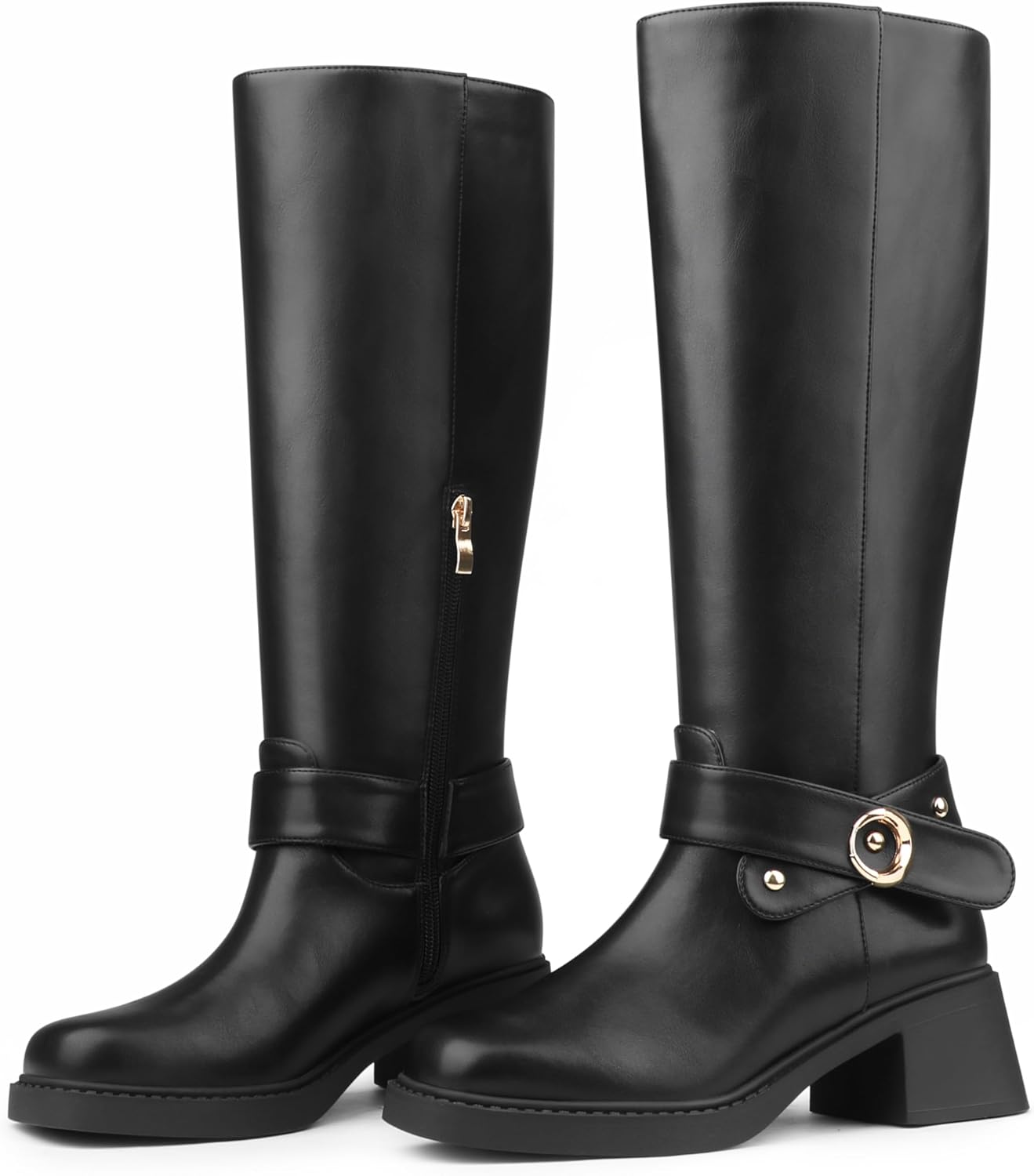 Women's Riding Boots - Square Toe Chunky Heels