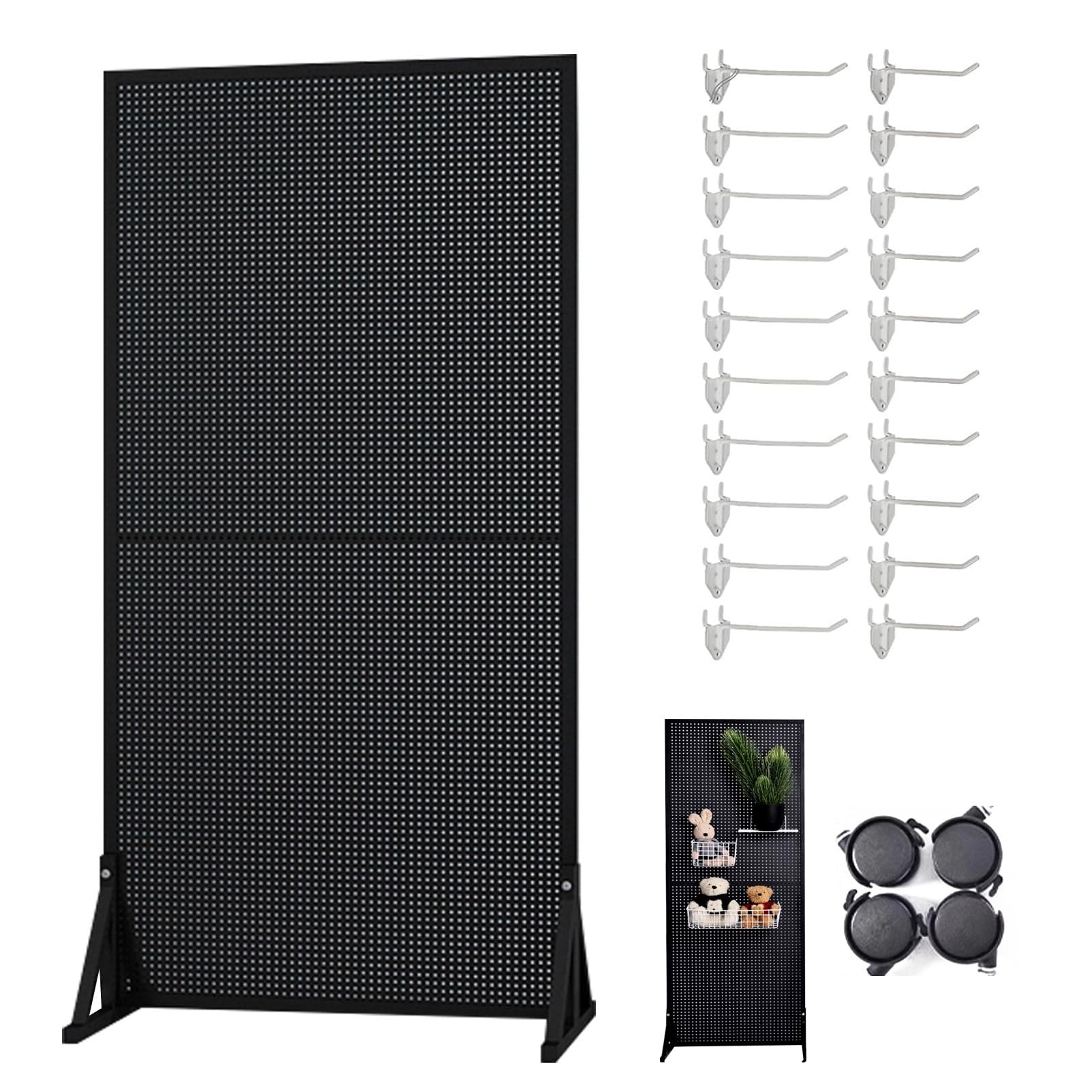 SXYKXYDL Pegboard Display Stand with Hooks and Wheels, Resistent Organizer Rack for Vendors Craft Shows and Retail Store Display