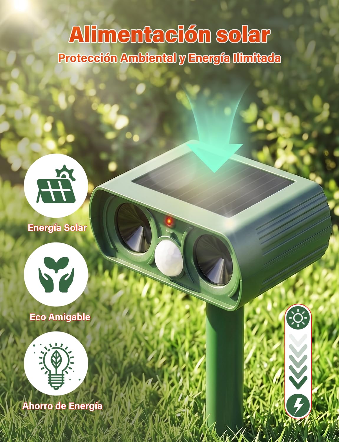 Repelente Gatos Ultrasónico de Jardín, con Frecuencia Variable Inteligente, Sensor de Movimiento PIR, IPX5 Impermeable, Ahuyentador de Animales para Gatos, Zorros, Pájaros, Patio y Huerto(2Pcs)