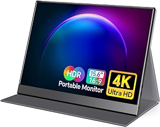 VILVA 4K Portable Monitor, 15.6'' IPS 3840x2160 UHD Computer Monitor, 100% Adobe RGB Gaming Monitor USB C HDMI Portable Travel Display w/Speakers & Smart Cover for Laptop Xbox PS4 Switch Phone Mac
