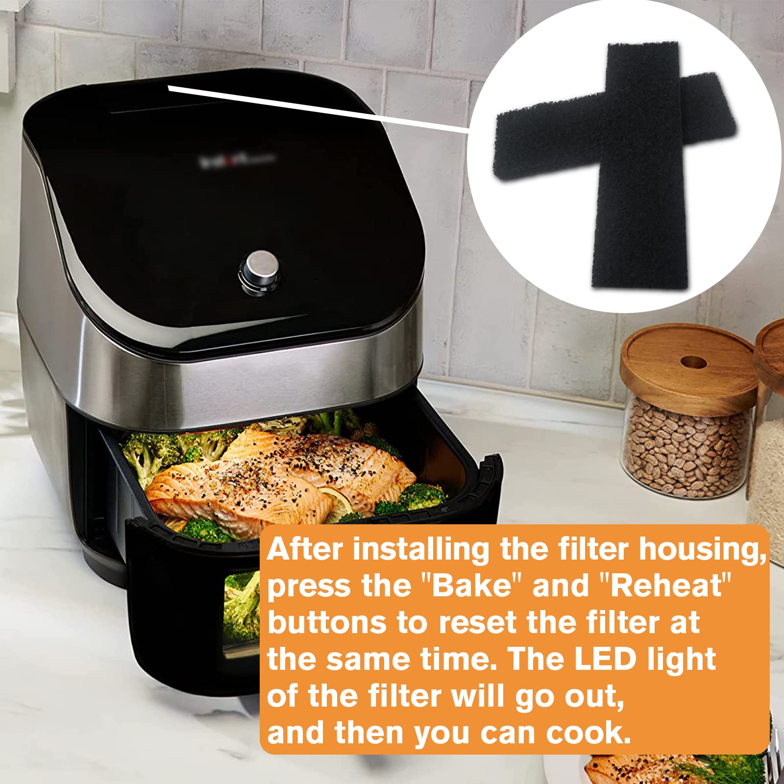 Filtros De Repuesto Para Freidora De Aire Compatibles Con Instant-Vortex- Plus-6QT Para ClearCook OdorErase, Material De Fibra