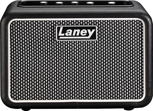 Laney MINI-STB-SUPERG-2 6W Bluetooth Battery Powered Guitar Amp – Compact Amp with Clean/Drive Channels, Delay, LSI Smartphone Input, AUX In, Headphone Out & Free Ultimate Guitar Subscription