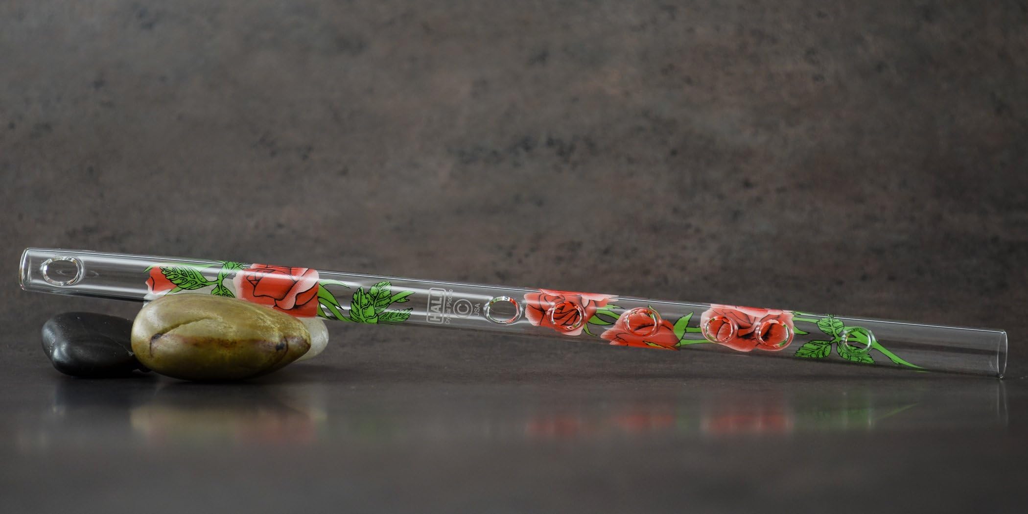 Hall Crystal Flute 11215 - Inline Glass Piccolo in C - Rose/Green
