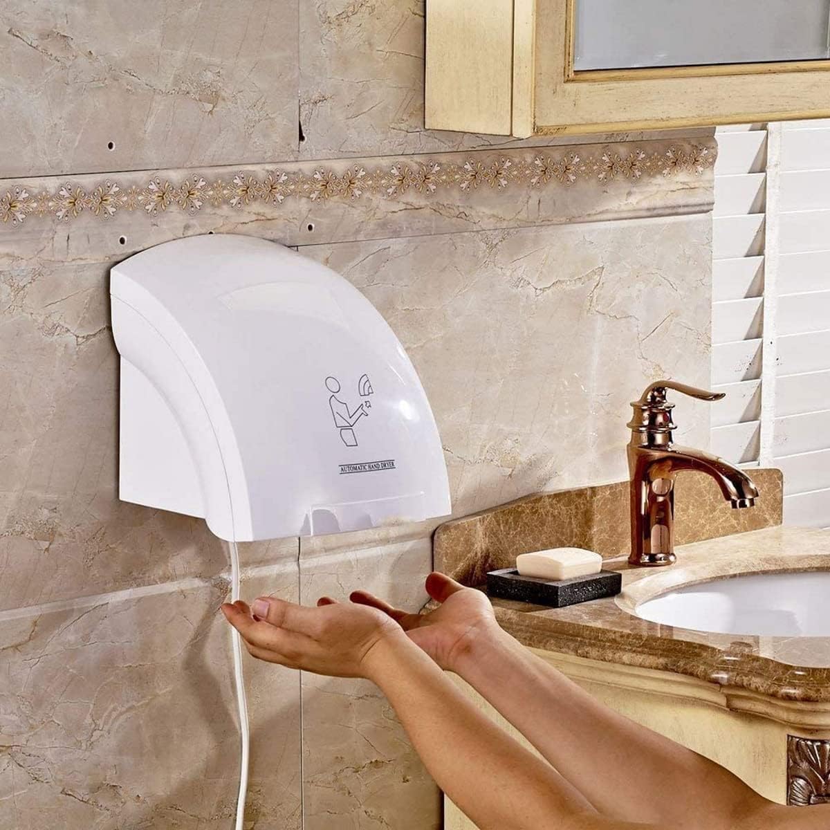 Hand Dryer, 1800W High Speed Wall-Mounted Automatic 230VAC Electric Hand Dryer for commercial & residential space