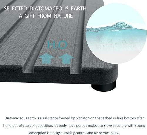 Miniatura 60 de 2 posavasos rectangulares de diatomita absorbentes de agua, diseño ranurado, piedra absorbente de agua utilizada para jabones de manos, plantas