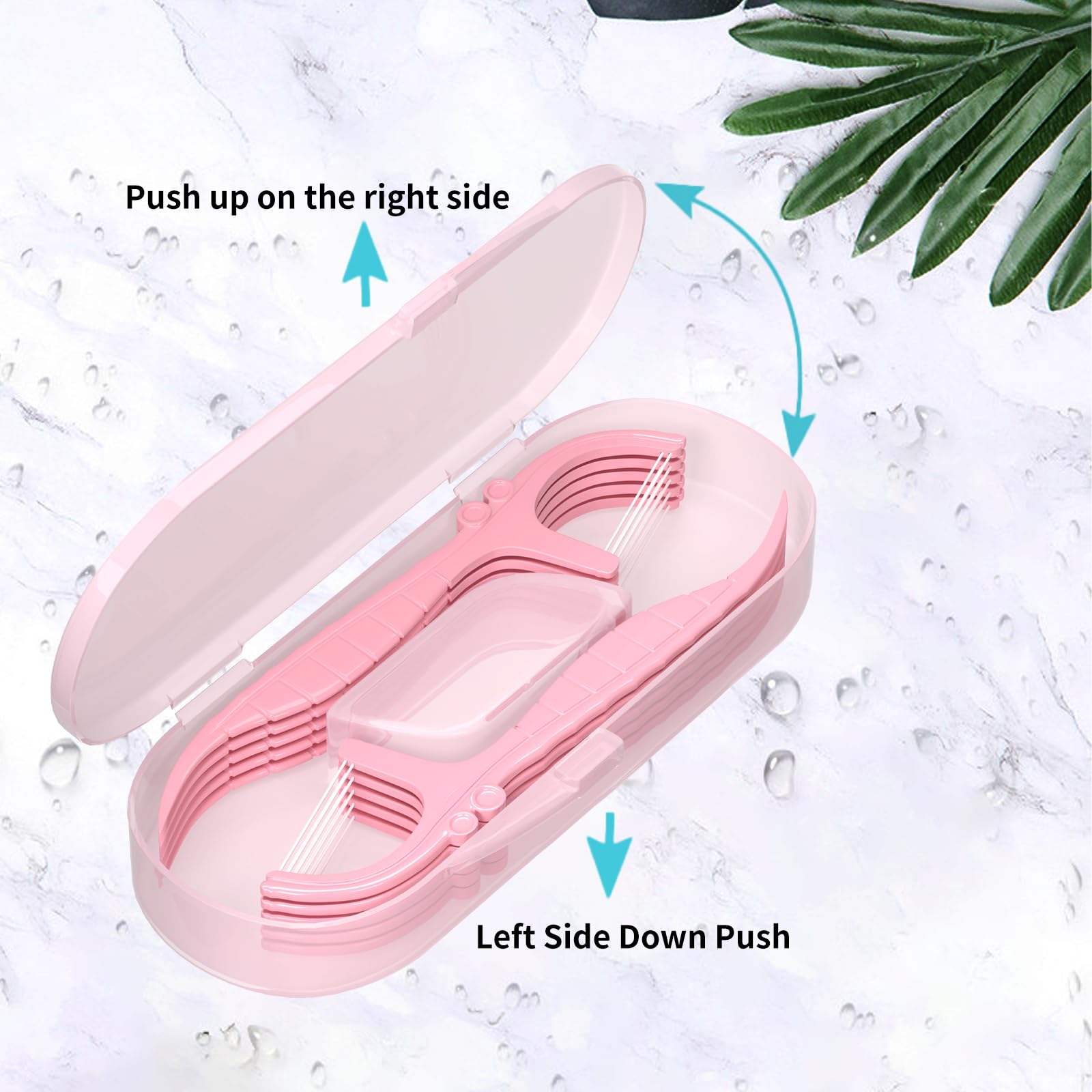 10 paquetes de doble línea de viaje de hilo dental de viaje, soporte, vienen con 100 palillos dentales BAIDENTAL de alta calidad para limpieza de dientes, sellados, portátiles, recargables, color rosa