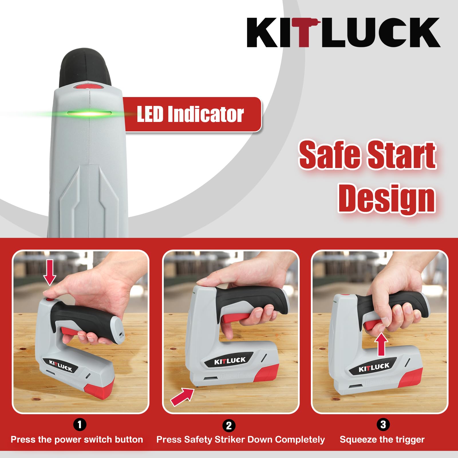 KITLUCK Pinzatrice elettrica senza fili 2 in 1, kit di chiodatrice elettrica ricaricabile USB da 4 V, batteria da 2000 mAh con 2000 punti metallici e 1000 chiodi, cucitrice elettrica portatile per