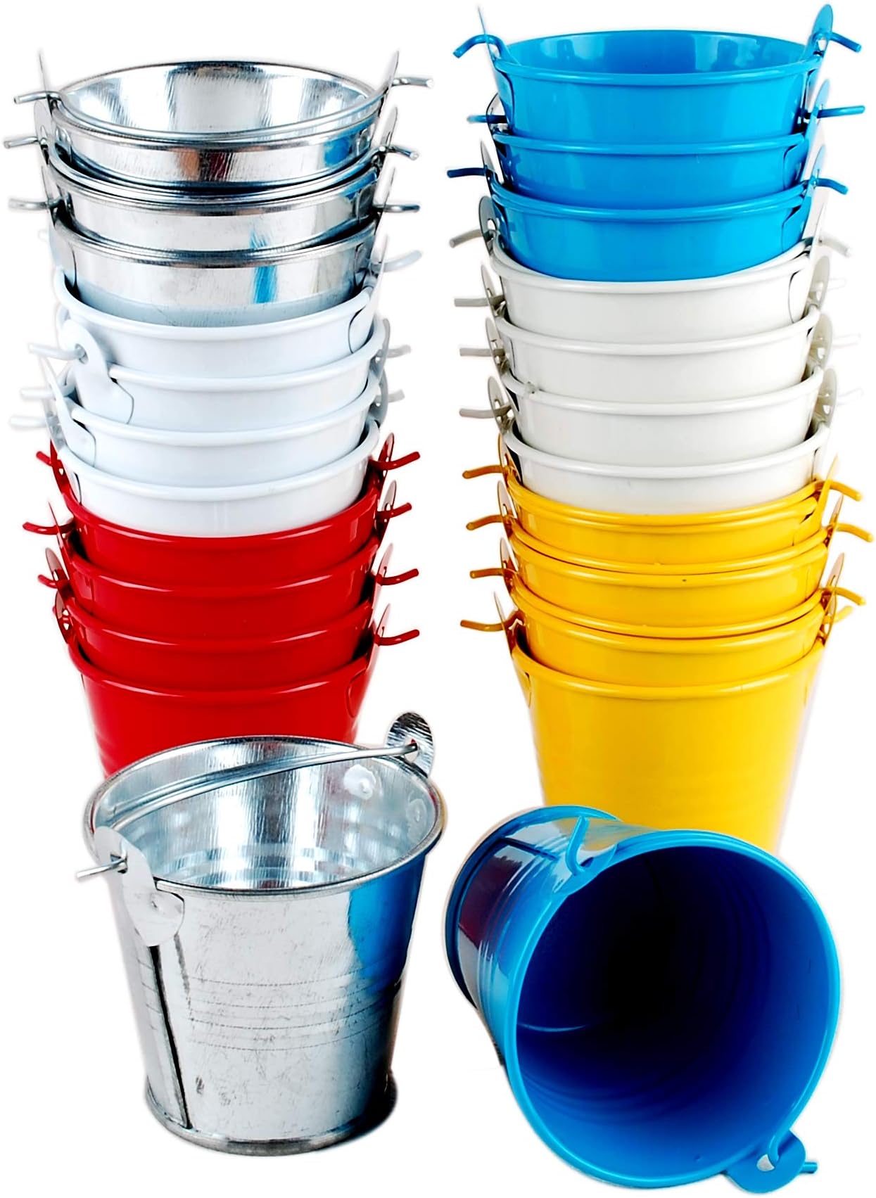 NWFashion 24PCS Mini 5.1cm Metal Tin Buckets Pails For Party Favour, Succulent Planting