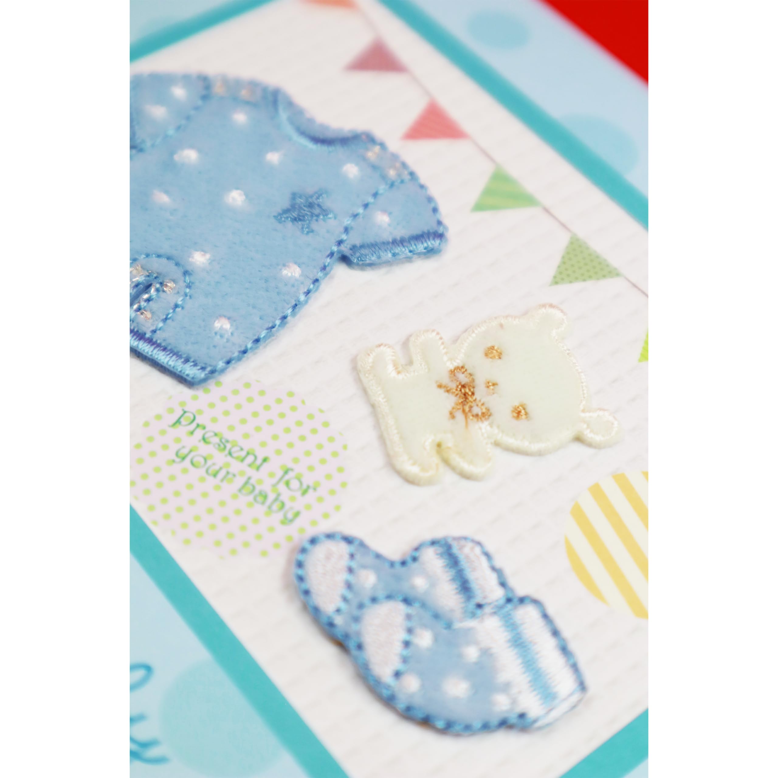 Amazon | 【 メッセージ カード ベビー 出産 赤ちゃん 刺繍 水色