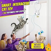 Vista 2 de Juguetes interactivos para gatos de interior: varita de plumas de ave voladora automática, ejercicio de persecución, enriquecimiento, estimulación