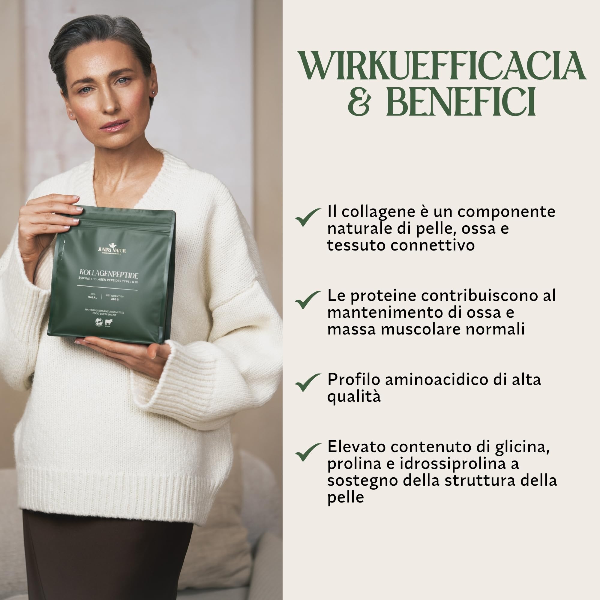 Collagene in Polvere 920 g (Confezione da 2) – Peptidi di Collagene Idrolizzato ad Alto Dosaggio – Proteine 17 g per Porzione, Halal – Collagene di Manzo Tipo 1 e 3 per Pelle Capelli Unghie
