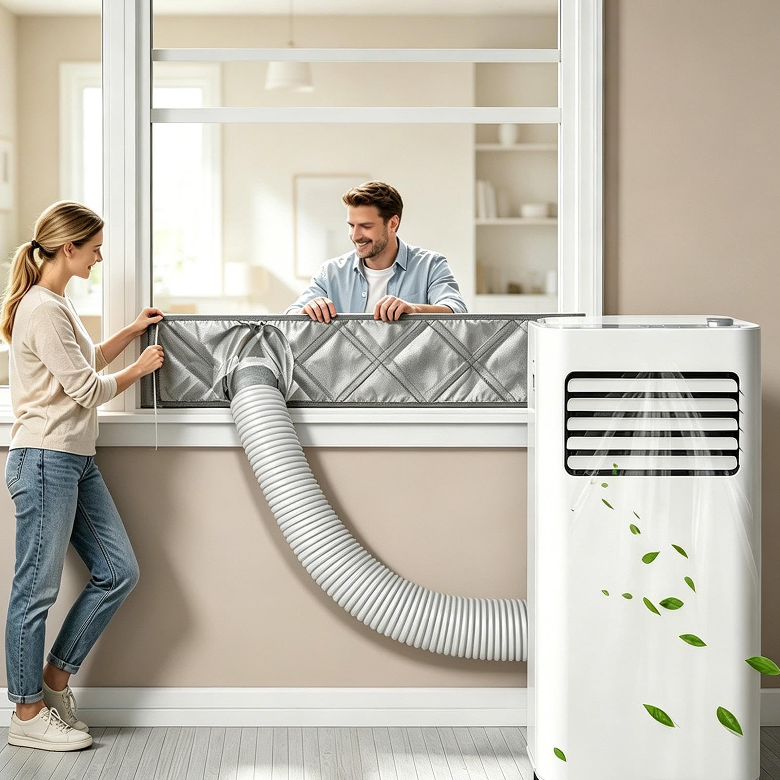 Guarnizione per Finestra Condizionatore Portatile Barriera Termoisolante | Kit di ventilazione finestra AC portatile per garage seminterrato appartamento camera da cucina casa interno