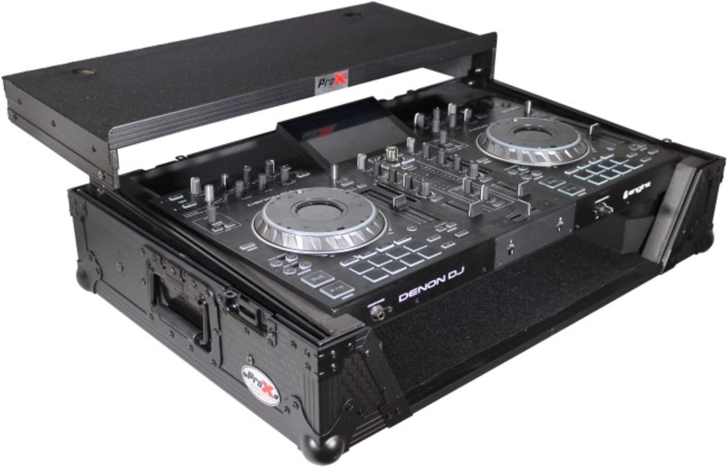 ProX XS-PRIME2 LTBL ATA Flight Case For Denon PRIME 2 DJ Controller with Laptop Shelf 1U Rack Space - Black