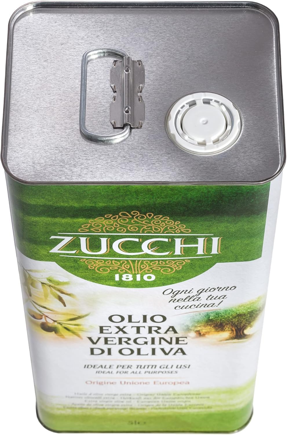 Zucchi 1810 - Olio Extravergine di Oliva - Confezione In Latta da 5 Litri – Olio Estratto A Freddo – Olio Extra Vergine di Oliva Ideale per la Cucina di Tutti I Giorni