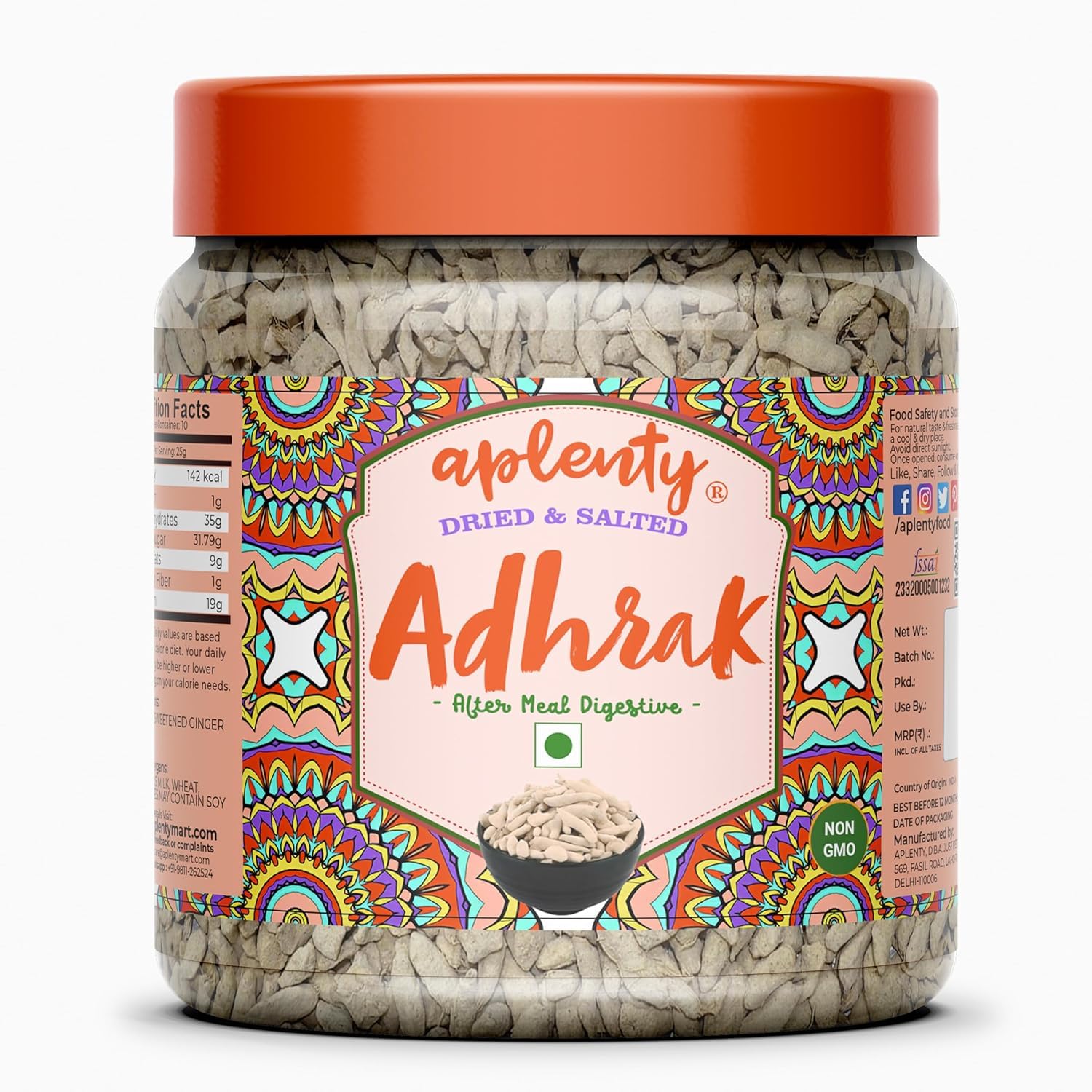 Dwarkesh Ayurved Shree Shyam SS Namkeen Adarkh 4x50 grams (Ginger Candy) Churan Mouth Freshener, Digestive, After-Meal Snack with Namkeen Adark Churan