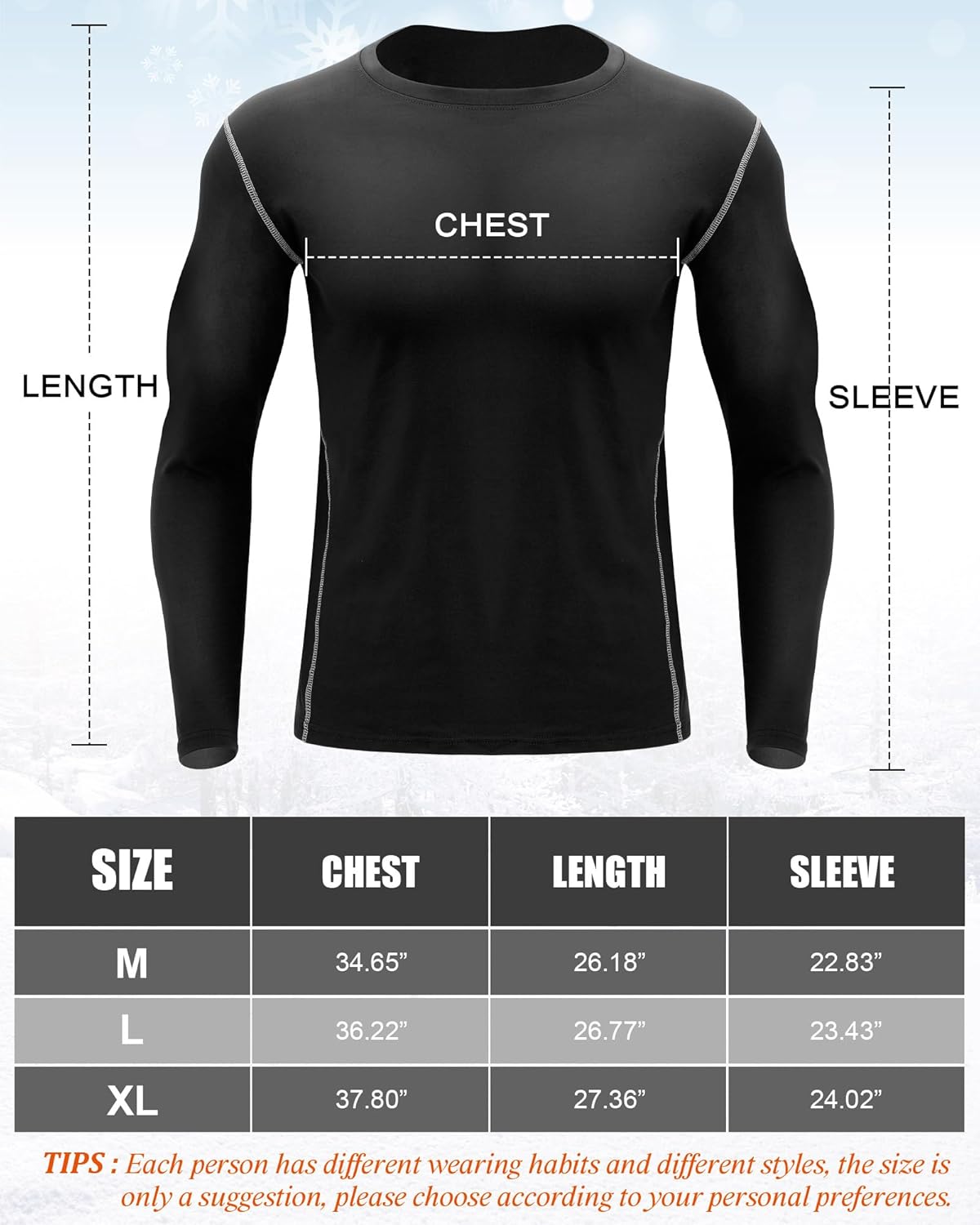 6 Pack Men's Thermal Compression Shirt Long Sleeve Fleece Lined Winter Sports Running Base Layer Top for Cold - Image 7