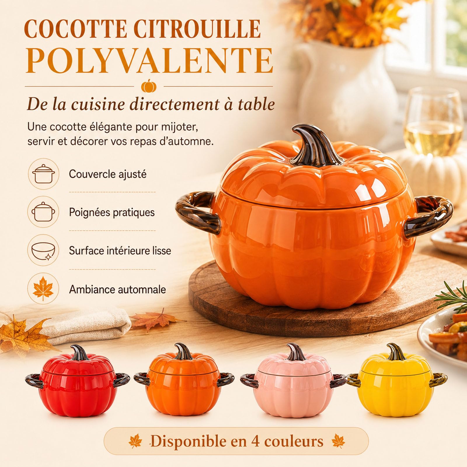 Cocotte Citrouille Marmite Citrouilles Cocotte Fonte Citrouille，Jaune：M
