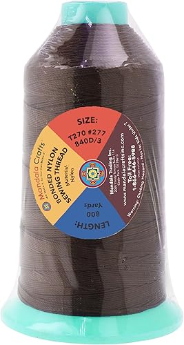 Miniatura 193 de Mandala Crafts Hilos de coser resistentes de nailon consolidado, hilo para tejer jeans de cuero, hilos de tapicería marina al aire libre, Beige