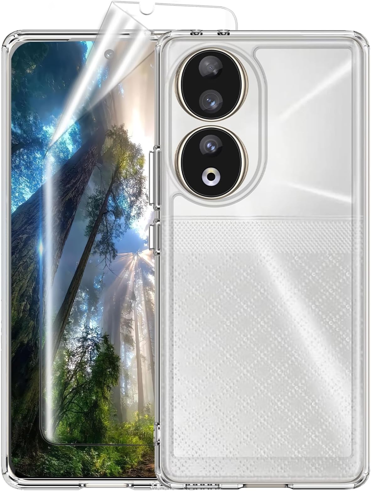 SKOAI for Honor 90 5G Case Cover: Honor 80 5G Phone Back Cover Ultra Hybrid with Flexible TPU Screen Protector - Crystal Clear Xc