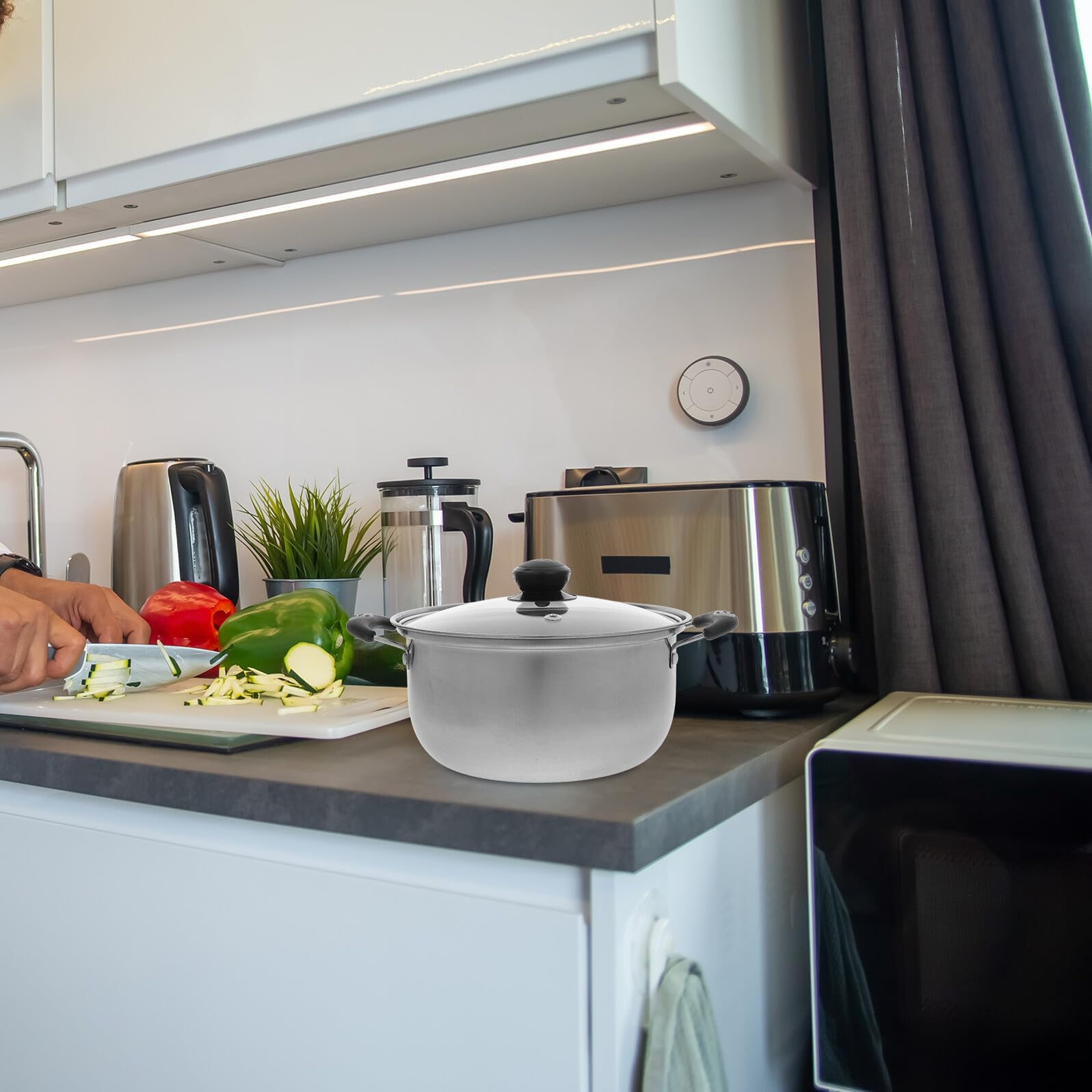 Ipetboom Pentola Vapore Acciaio Inox Vaporiera Cucina Pentola per Cottura a Vapore Compatibile Gas Elettrico Uso Domestico con Coperchio E Doppio Manico