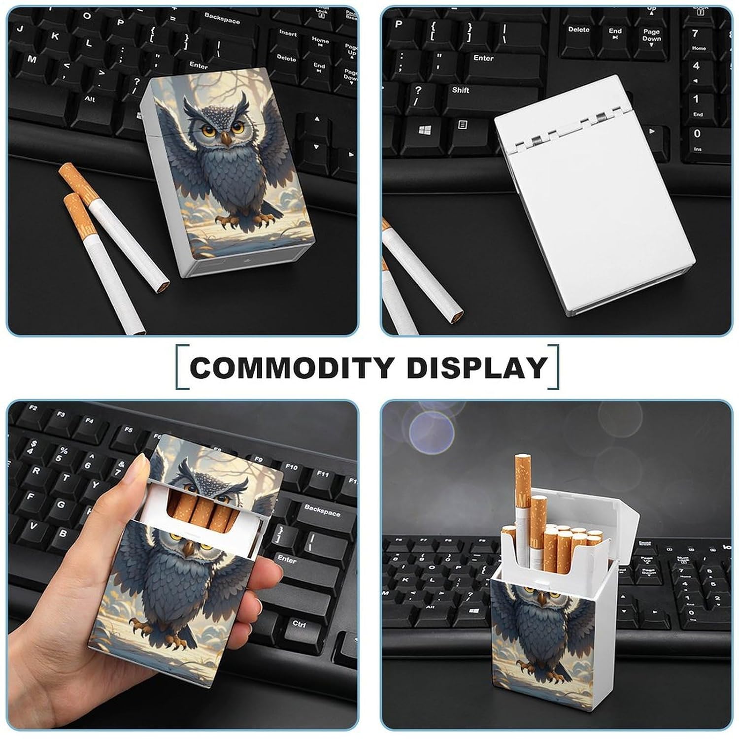 Anime Owl Waterproof Cigarette Case, Women Men Smoking Boxes image 5
