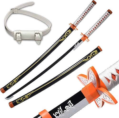 Miniatura 9 de ZiQing Handmade Anime Samurai Sword, Agatsuma Zenitsu Sword&Kamado Tanjirou Sword&Rengoku Kyoujurou Sword 41-inch Various Styles are Available