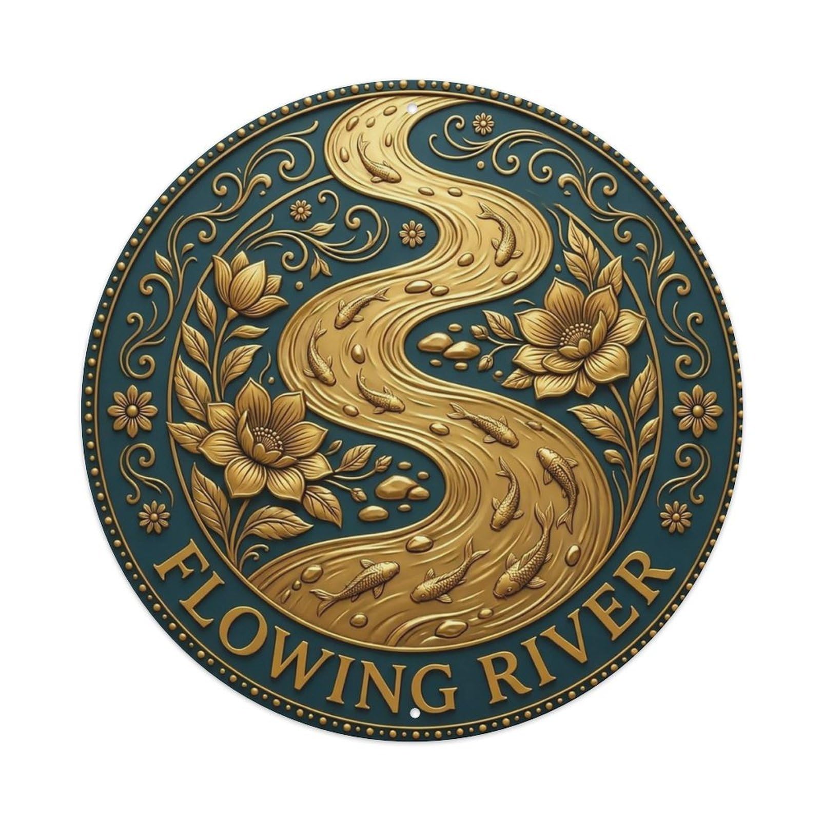 Vintage Flowing River Flower Zen Yoga Metal Tin Sign