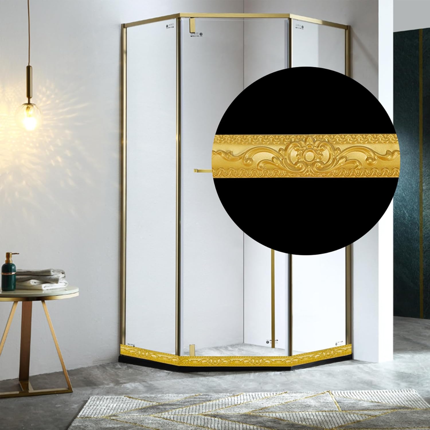 Flexible Molding Trim Wall Trim, 16.4 Feet Self Adhesive Peel and Stick Molding Ceiling Molding, Cabinet Border, Mirror Frame Trim Wall Trim for Home Decor Wall Molding & Trim (Gold)