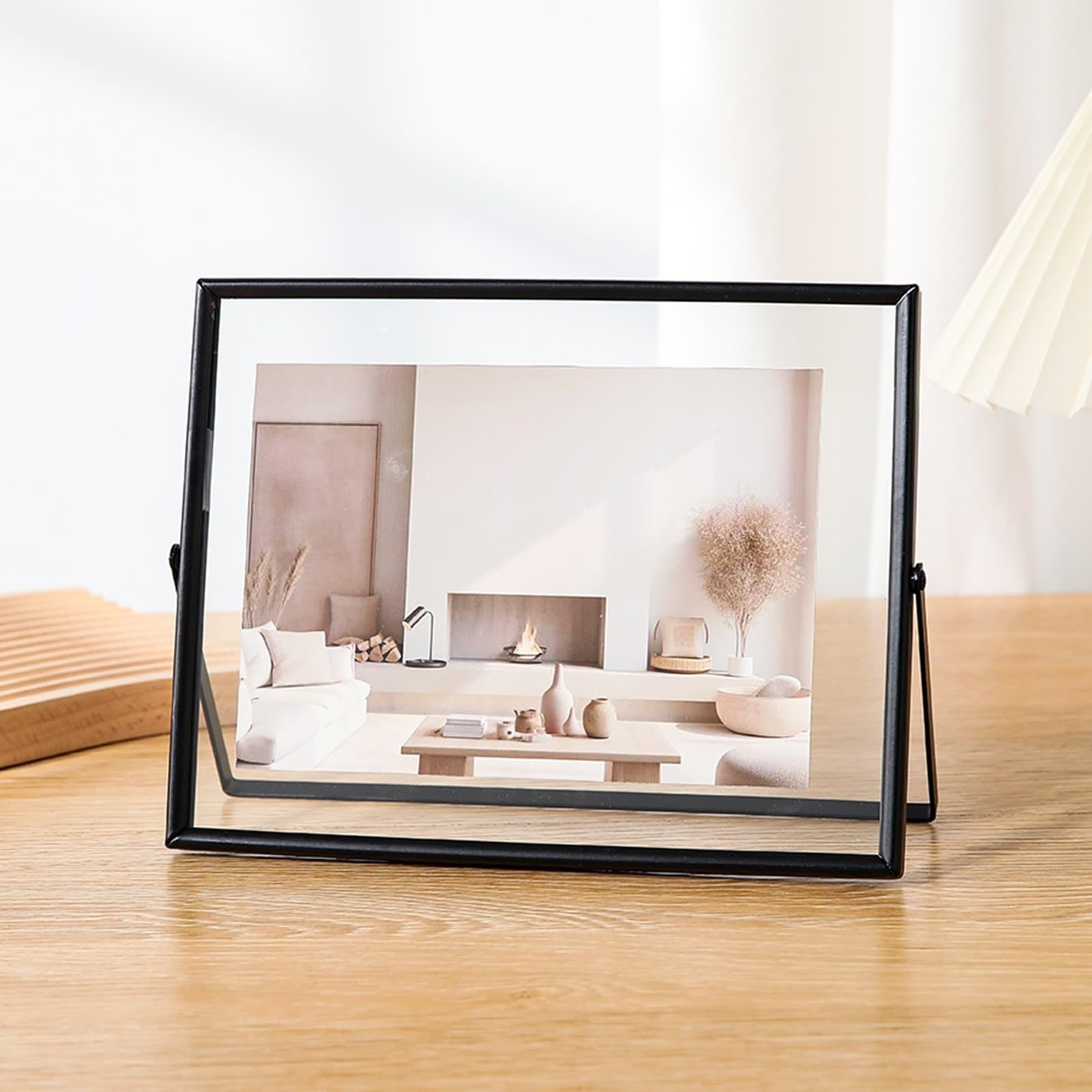 Fotorahmen Gehärtetes Glas, Rechteck Schwarz Bilderrahmen 20.32X25.4cm Tischplatte Picture Frame für Fotos, Bilder, Poster Horizontal Anzeige