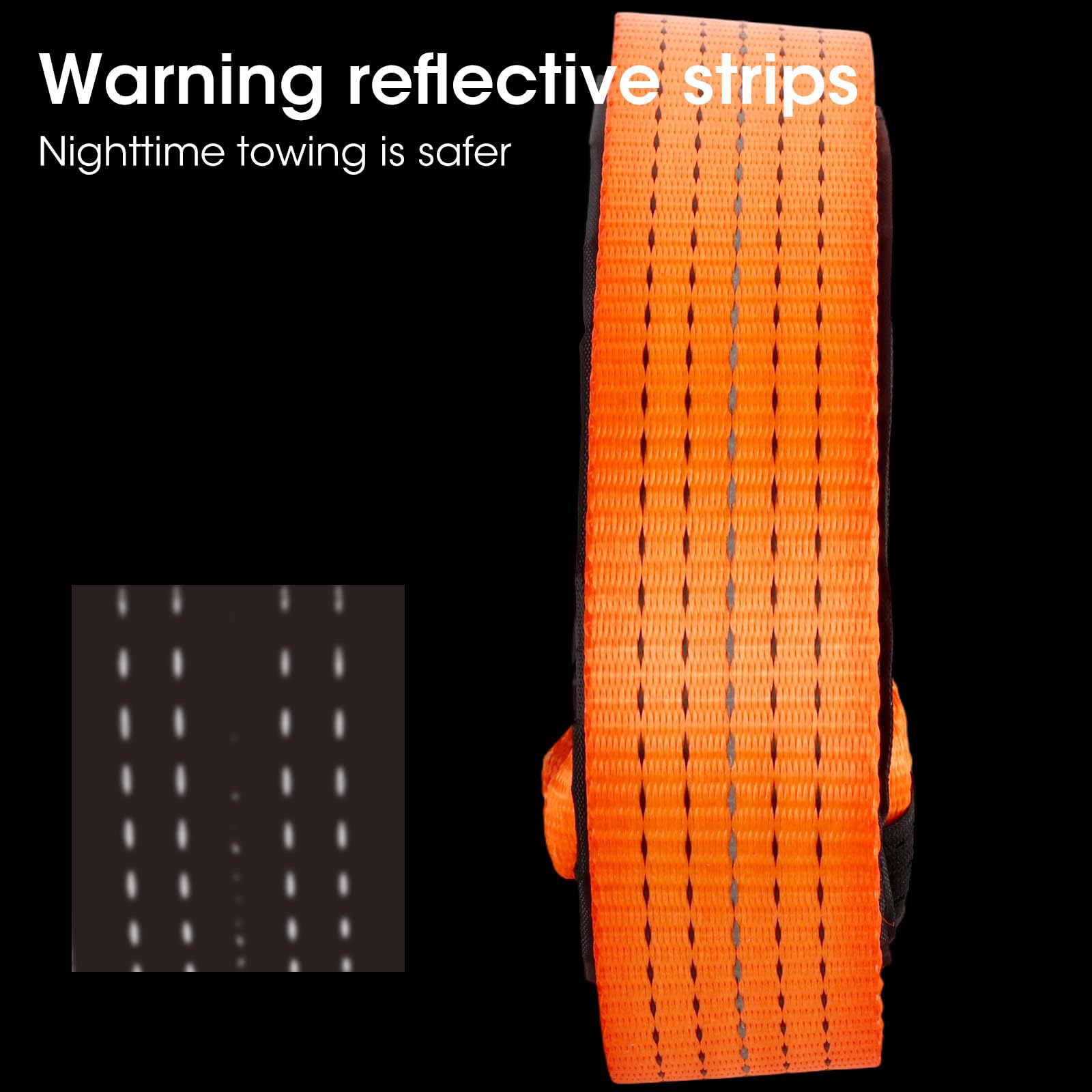 Cable de Remolque 8 Toneladas, Cable de Remolque de Alta Resistencia para Coche, 5m Resistente con 2 Ganchos Reforzados, para Emergencias Todo Terreno, Naranja - 4