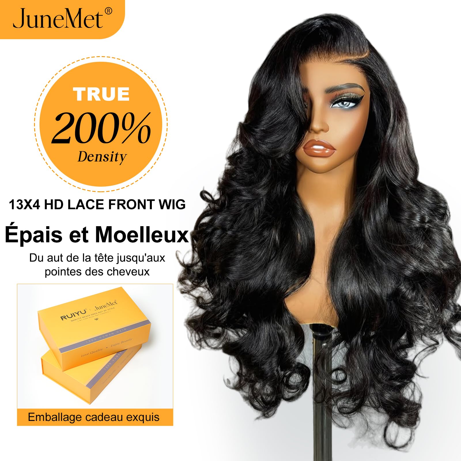 20 Pouces Perruque Cheveux Humain Femme Naturelle Brésilien Densité 200% 13x4 Body Wave Lace Wig Perruque Femme Glueless Lace Wig Human Hair Sans Colle Couleur Naturelle
